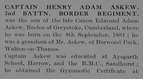 UK Photo Archive: A &emdash; Askew H A Captain 2nd Border Regiment Obit Part 1 The Bond Of Sacrifice Vol 1