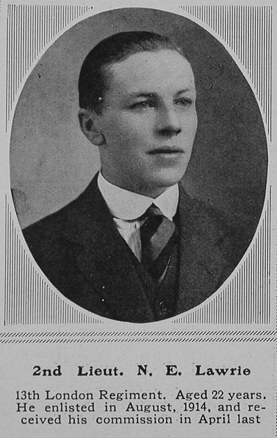 UK Photo Archive: L &emdash; Lawrie N E 2nd Lt 13th London Regiment The Sphere 19th Jun 1915