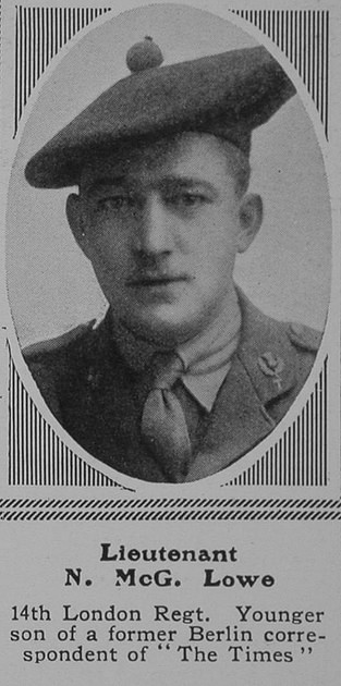 UK Photo Archive: L &emdash; Lowe N McG Lt 14th London Regt The Sphere 12th Feb 1916