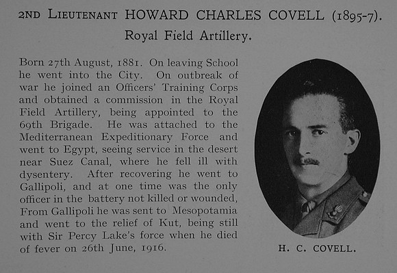 UK Photo Archive: Dulwich College War Record 1914-1919 &emdash; Covell H C 2nd Lt Royal Field Artillery Obit Dulwich College Roll Of Honour