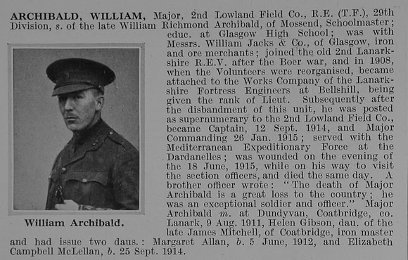UK Photo Archive: A &emdash; Archibald W Major Royal Engineers Obit