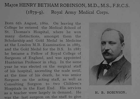 UK Photo Archive: Dulwich College War Record 1914-1919 &emdash; Robinson H B Major Royal Army Medical Corps Obit Part 1 Dulwich College Roll Of Honour