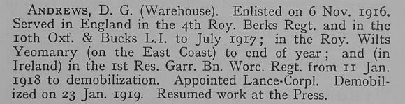 Andrews D G L/Cpl 4th Royal Berkshire Regiment