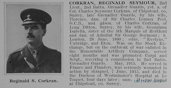 Corkran R S 2nd Lt 2nd Grenadier Guards Obit