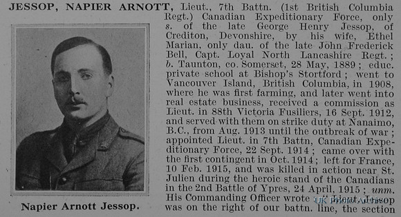 Jessop N A Lt 7th Canadian Expeditionary Force Obit Part 1