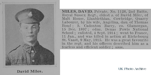 Miles D Pte 1126 2nd Royal Sussex Regiment Obit