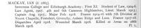 MacKay I Major 4th And 6th Cameron Highlanders Obit