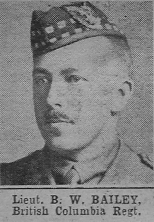 Bailey B W Lt 72nd Canadian Infantry (British Columbia Regiment)The War Illustrated 23rd Mar 1918