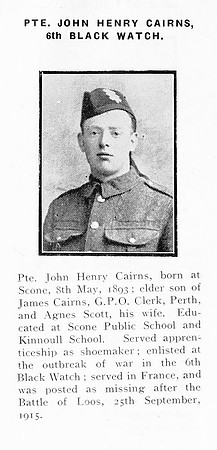 Cairns J H Pte S-4427 9th Black Watch