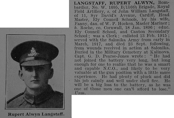 Langstaff R A Bmdr RFA Obit De Ruvignys Roll Of Honour Vol 3
