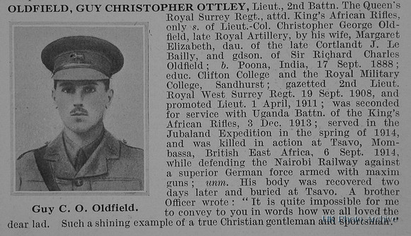 Oldfield G C O Lt 2nd Royal West Surrey Regt Obit De Ruvignys Roll Of Honour Vol 1