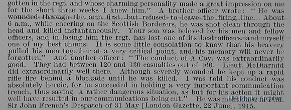 McDiarmid K Captain 2nd Kings Own Scottish Borderers Obit Part 2