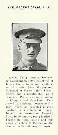 Craig G Pte 5352 15th Australian Infantry