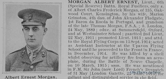 Morgan A E Lt 6th Royal Fusiliers Obit