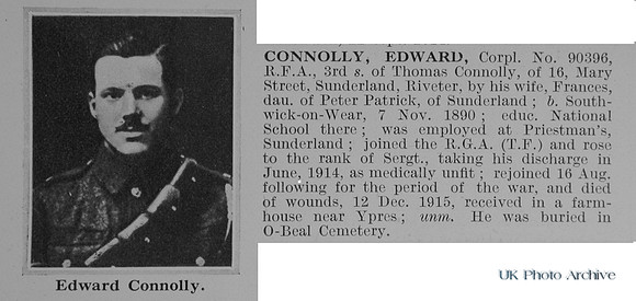 Connolly E Cpl 90396 Royal Field Artillery Obit