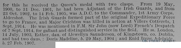 Crichton H F Major Irish Guards Obit Part 2