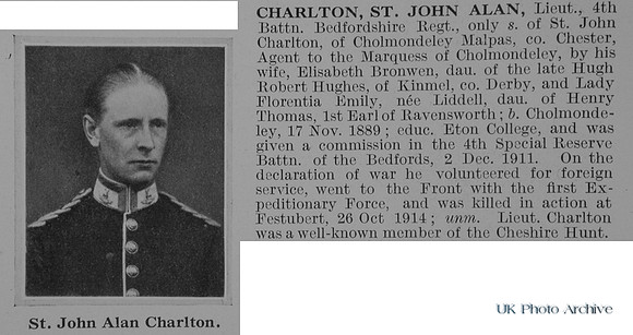 Charlton St J A Lt 4th Bedfordshire Regiment Obit