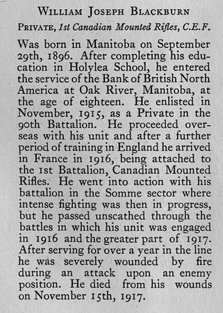 Blackburn W J Pte 187755 1st Canadian Mounted Rifles Obit