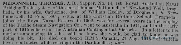 McDonnell T AB 14 Royal Australian Naval Bridging Train Obit
