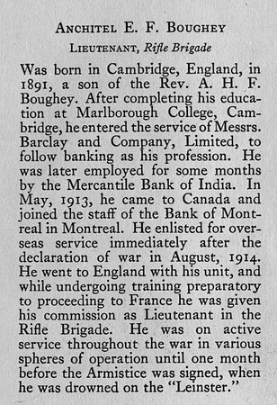 Boughey A E F Lt 8th Rifle Brigade Obit