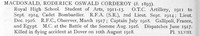 MacDonald R O C Captain MC Royal Flying Corps Obit