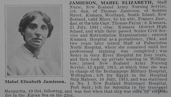 Jamieson M E Staff Nurse New Zealand Nursing Service Obit