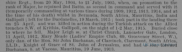 Leigh E Major 2nd Hampshire Regiment Obit Part 2