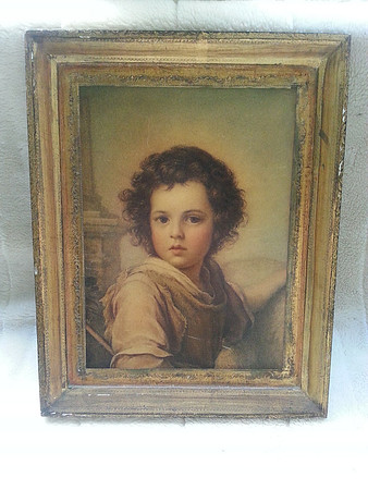 Vintage Francesco Peinder Print On Board Of A Child