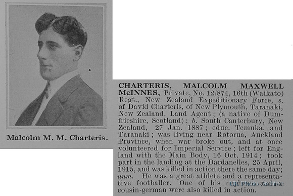 Charteris M M M Pte 12/874 16th Waikato Regiment NZEF Obit