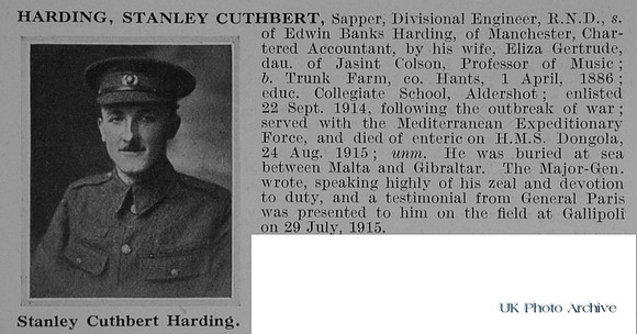 Harding S C Sapper Royal Naval Division Obit