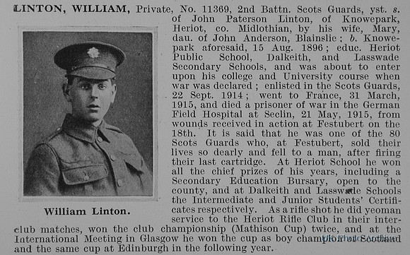 Linton W Pte 11369 2nd Scots Guards Obit