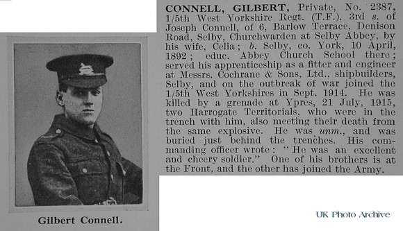 Connell G Pte 2387 5th West Yorkshire Regiment Obit De Ruvignys Roll Of Honour Vol 1