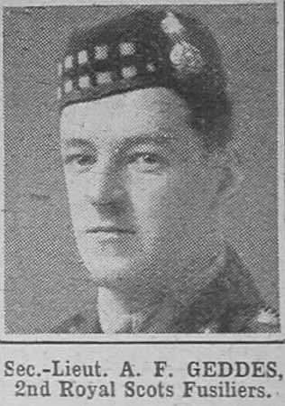 Geddes A F 2nd Lt 2nd R Scots Fusiliers The War Illustrated 17th July 1915