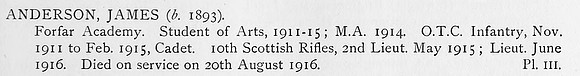 Anderson J 2nd Lt 10th Cameronians