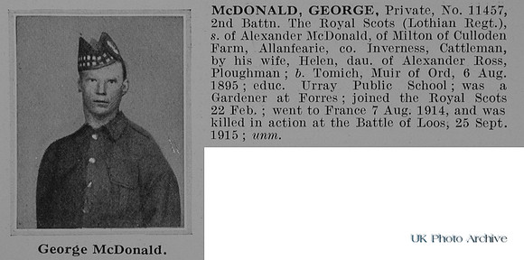 McDonald G Pte 11457 2nd Royal Scots Obit