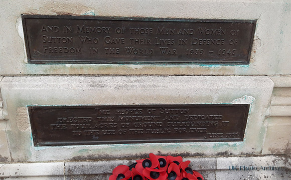 Sutton War Memorial Plaque