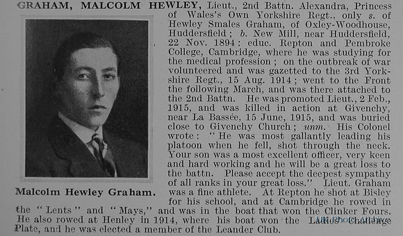 Graham M H Lt 2nd Yorkshire Regiment Obit