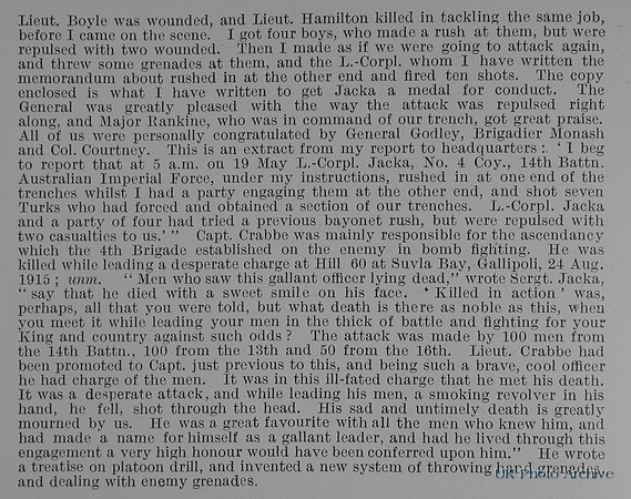 Wallace-Crabbe K G Captain 14th Australian Imperial Force Obit Part 2