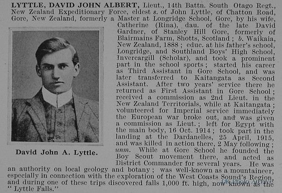 Lyttle D J A Lt 14th Otago Regiment NZEF Obit