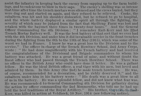 Rait-Kerr S C Captain Royal Field Artillery Obit Part 2