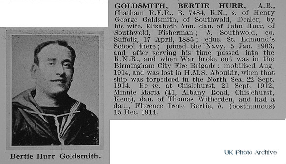 Goldsmith B H AB B-7484 HMS Aboukir Royal Navy Obit