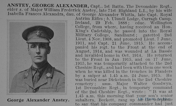 Anstey G A Captain 1st Devonshire Regiment Obit Part 1