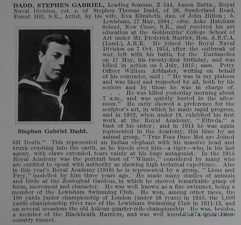 Dadd S G Leading Seaman Z544 Anson Btn Royal Naval Division Obit