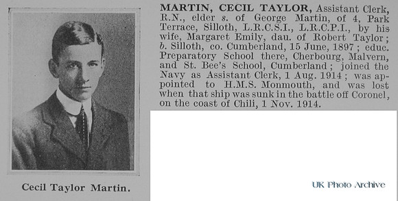 Martin C T Assistant Clerk HMS Monmouth Royal Navy Obit