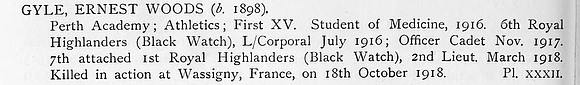 Gyle E W 2nd Lt 7th Attd 1st Black Watch Obit