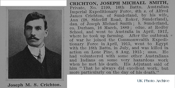 Crichton J M S Pte 2199 16th Australian Imperial Force Obit