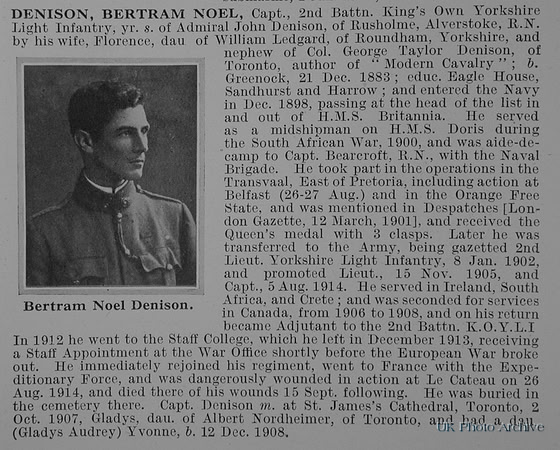 Denison B N Captain 2nd Kings Own Yorkshire Light Infantry Obit