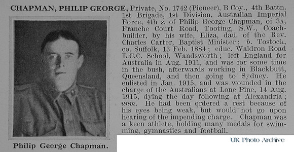 Chapman P G Pte 1742 4th Australian Imperial Force Obit