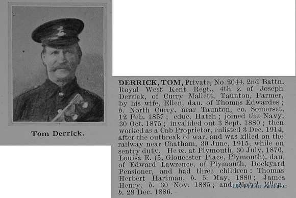 Derrick T Pte 2044 2nd Royal West Kent Regiment Obit