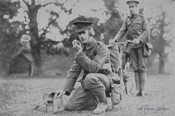 Cyclist Scouts Of The 15th London Regiment Communicating With Their Officer By Telephone